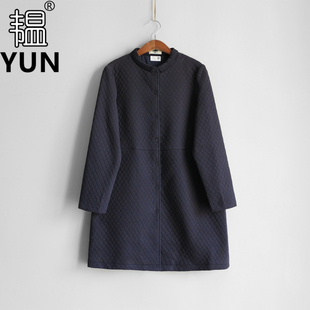 小翻领单排扣拼料设计感菱格夹棉外套 女装 5966 新品 YUN韫2025秋季