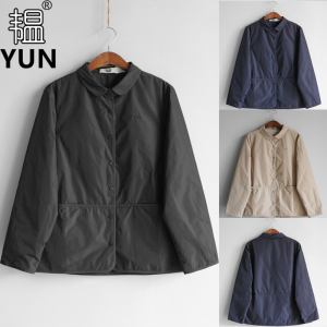 YUN韫2024冬新品女装翻领单排扣纯色气质百搭夹棉衬衫女外套 5012