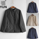 YUN韫2025秋冬女翻领单排扣纯色气质百搭夹棉衬衫 女外套 5012兜兜