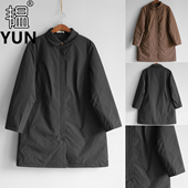 YUN韫2025冬女装 圆边翻领单排纽扣中长显瘦夹棉防风外套 6088兜兜