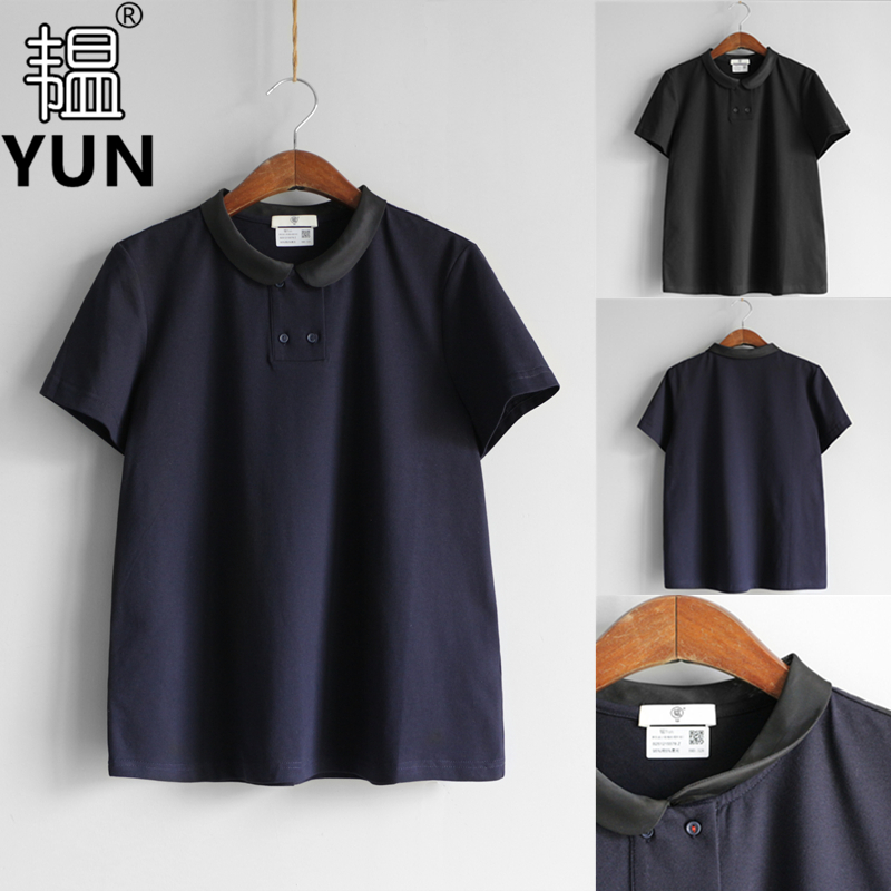 短袖通勤薄款欧根纱领针织棉女T