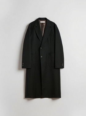 OUR LEGACY FW25宽松长款缟玛瑙黑色科技缎面大衣 M4251RO