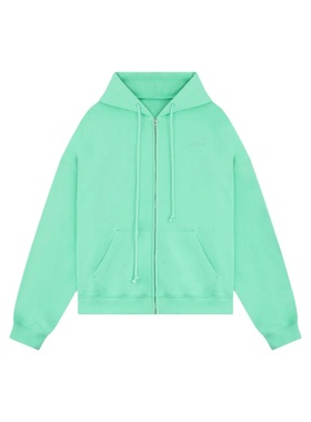 WE11DONE FW24 拉链连帽纯色长袖卫衣 女款 绿色