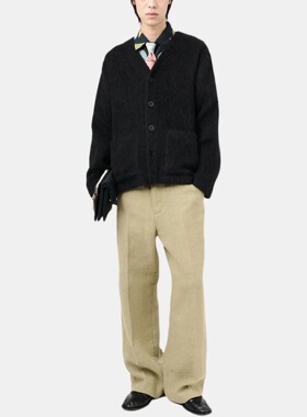 OUR LEGACY 纯色系扣v领开衫外套羊毛衫毛衣 男款 黑色M4206CBM