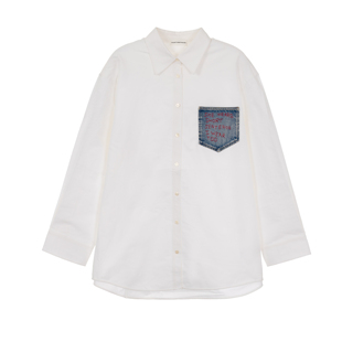 Short Sentence 翻领宽松牛仔口袋长袖衬衫 女款 24AWBL06-WT00