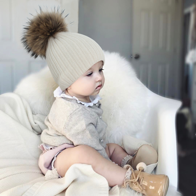 ins潮男女宝宝兔绒0-1-6球球帽子