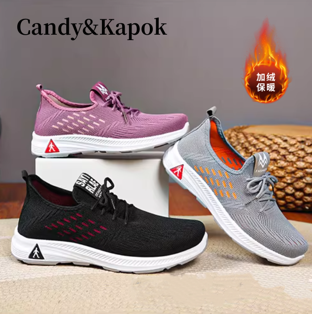 Candy&Kapok养生健步鞋加绒男女同款鞋防滑运动休闲跑步鞋软底