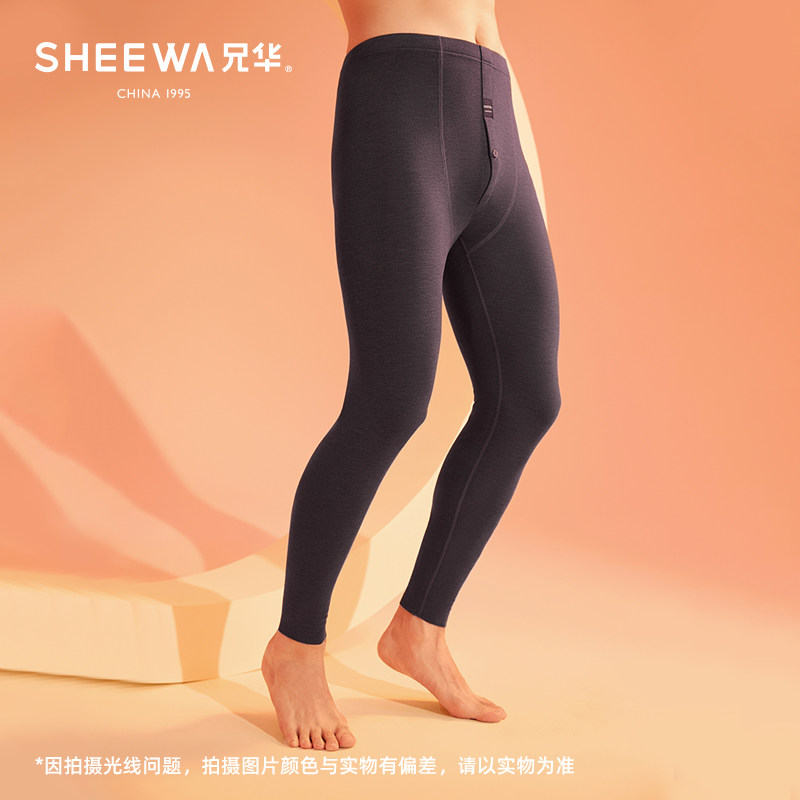 兄华男士保暖裤无痕德绒羊毛蚕丝内穿高腰衬裤毛线裤打底裤38765B