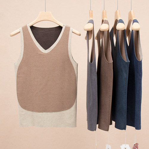 兄华蚕丝羊毛保暖背心加厚内衣男