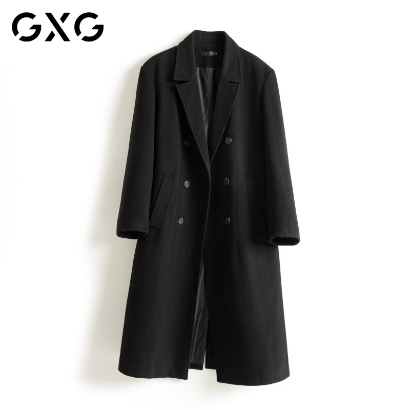 GXG中长款羊毛加厚大衣男