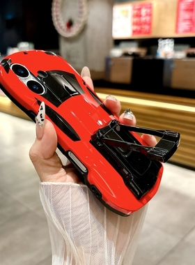 适用iphone16pro手机壳苹果17promax跑车造型15peo带支架14por硅胶ip13软壳12个性11创意x时尚xsmax潮流xr男p