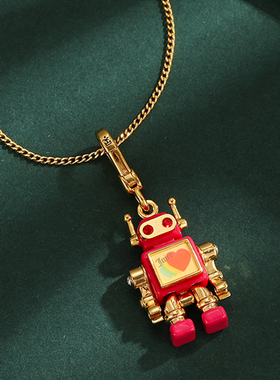 可活动印花机器人吊坠项链钥匙扣