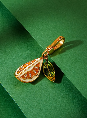 珐琅釉立体镶钻黄色柠檬吊坠项链