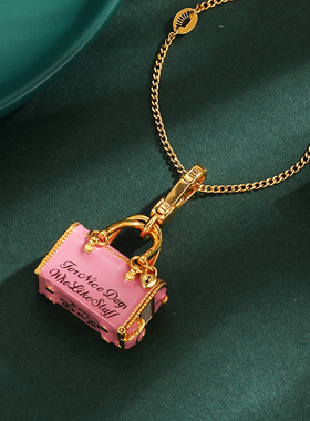 珐琅可打开小狗宠物箱包吊坠项链