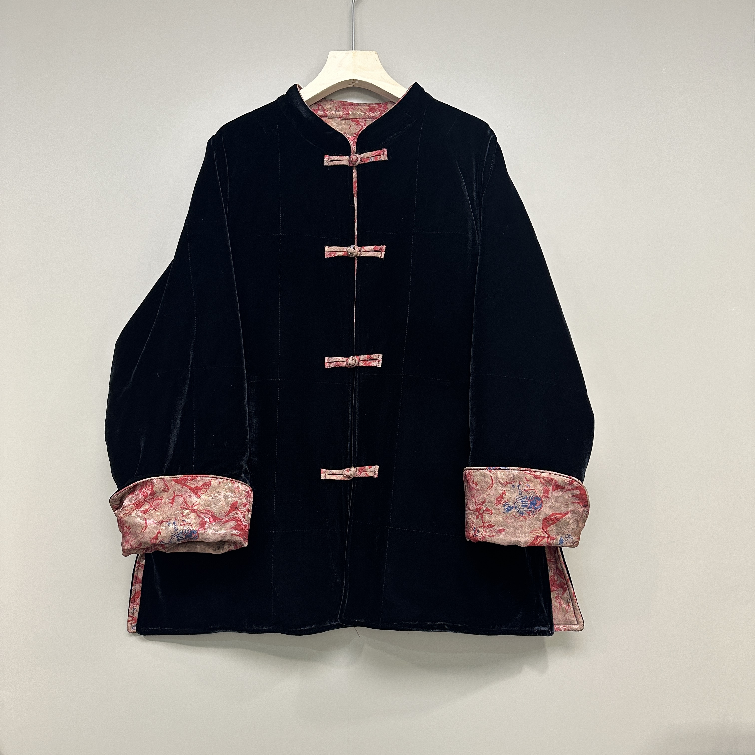 原创国风丝绒加棉外套2025冬季女气质盘扣复古二大衫外套