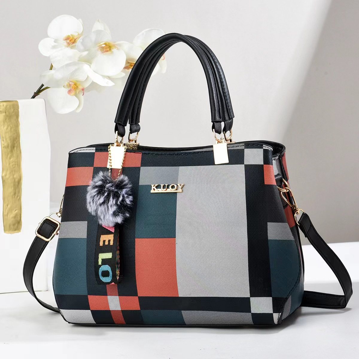 台州女包韩版格纹bag厂家拼色女士单肩包手提包斜挎包bags,箱包皮具/热销女包/男包,单肩包,淘宝优惠券,粉丝福利购,淘宝优惠卷