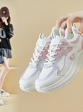 ins韩版新款老爹鞋女2025春季学生跑步运动厚底增高休闲鞋Q103-1