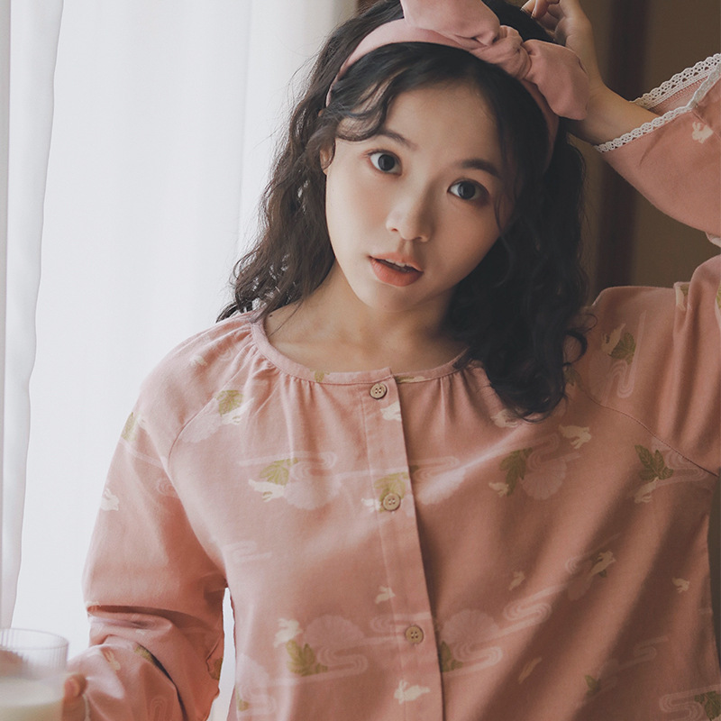 如梦如幻69-可爱睡衣女款秋冬季纯棉绒布家居服卡通磨毛全棉套装