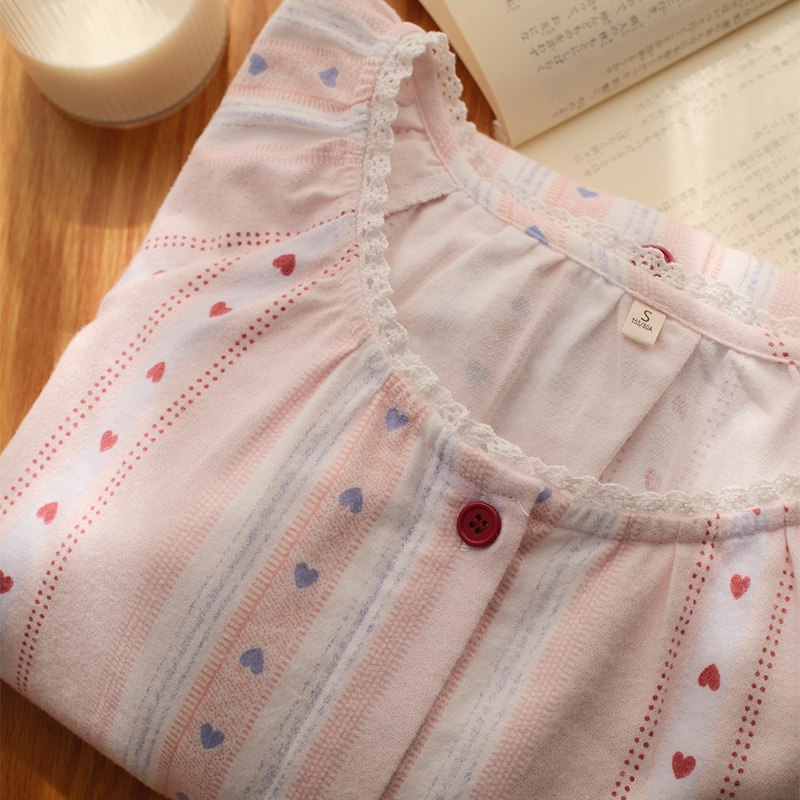 怦然心动69-纯棉睡衣套装女款2025年春秋季大码全棉家居服两件套