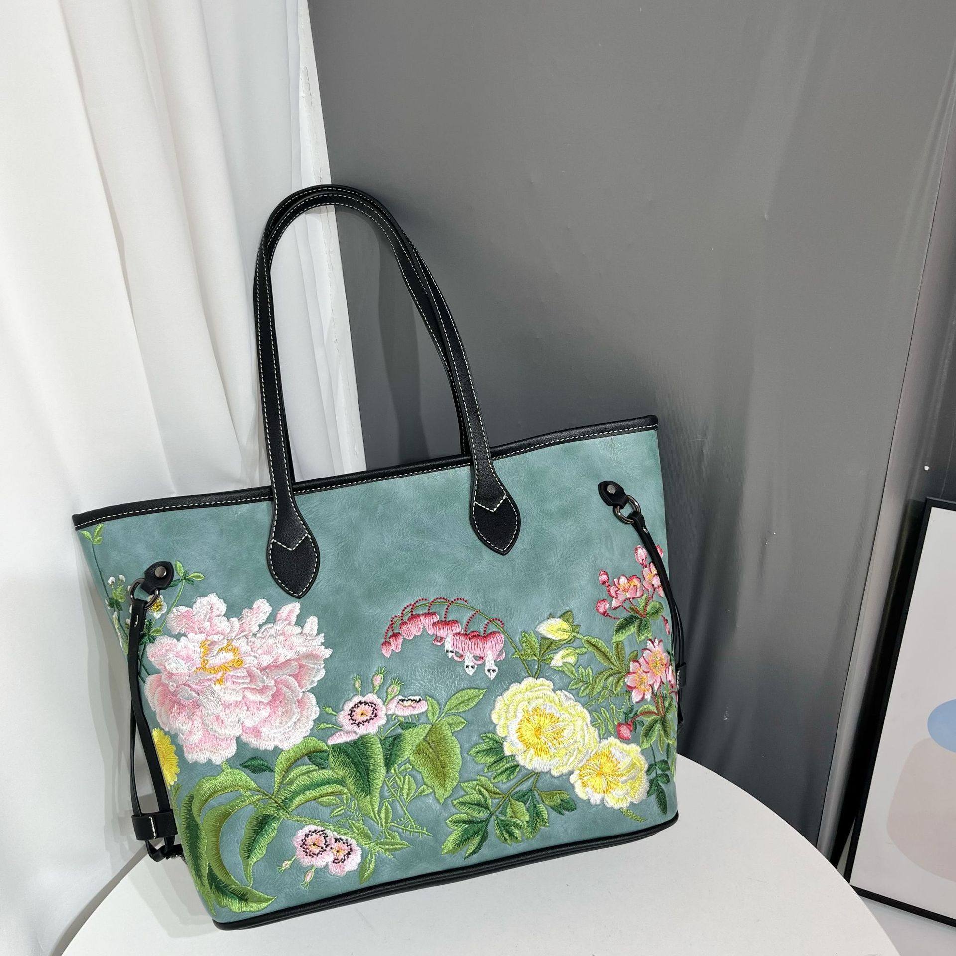 托特包刺绣印花民族风休闲质感单肩包旗袍中国风大容量通勤包包,箱包皮具/热销女包/男包,单肩包,淘宝优惠券,粉丝福利购,淘宝优惠卷