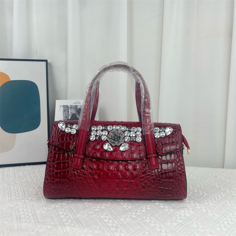 中年妈妈包包女2025新款欧美时尚手提包气质百搭鳄鱼纹镶钻女包,箱包皮具/热销女包/男包,单肩包,淘宝优惠券,粉丝福利购,淘宝优惠卷
