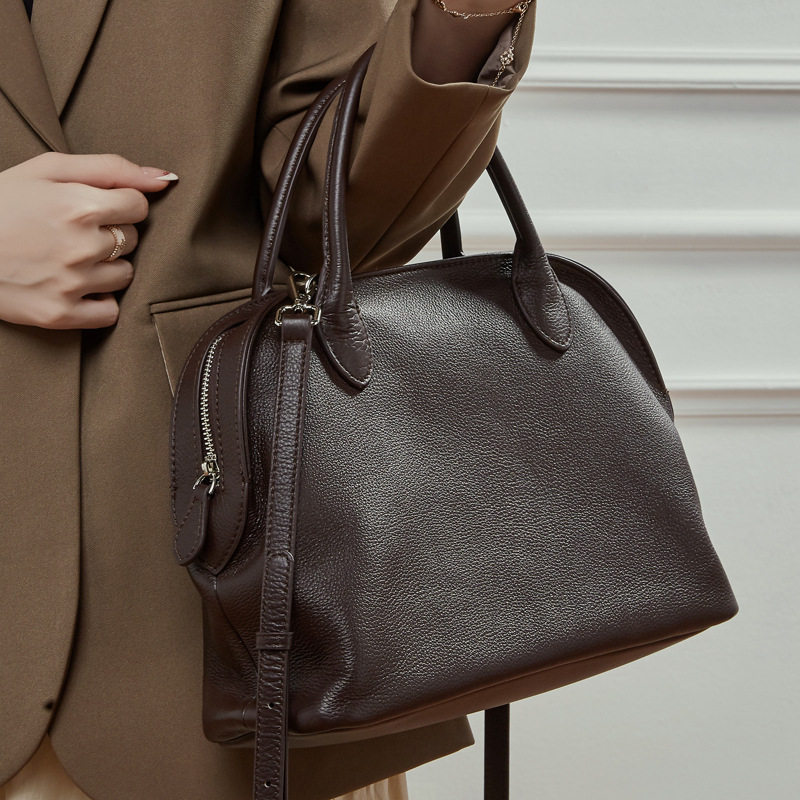 小众设计复古牛皮时尚贝壳手提包百搭新款老钱风大容量单肩手提包,箱包皮具/热销女包/男包,单肩包,淘宝优惠券,粉丝福利购,淘宝优惠卷