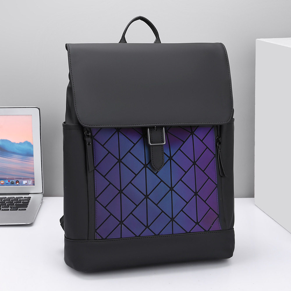 跨境外贸2025新款菱格镭射双肩包潮时尚男士户外背包通勤电脑包,箱包皮具/热销女包/男包,单肩包,淘宝优惠券,粉丝福利购,淘宝优惠卷