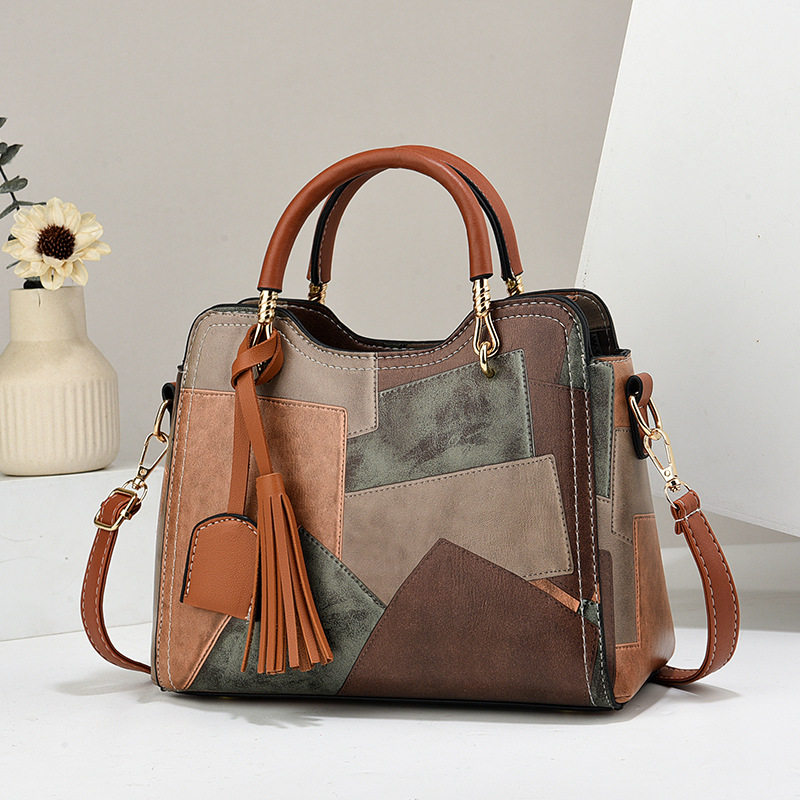 女包bag新款拼接撞色手提包大容量单肩包斜挎包百搭潮流质感bags,箱包皮具/热销女包/男包,单肩包,淘宝优惠券,粉丝福利购,淘宝优惠卷