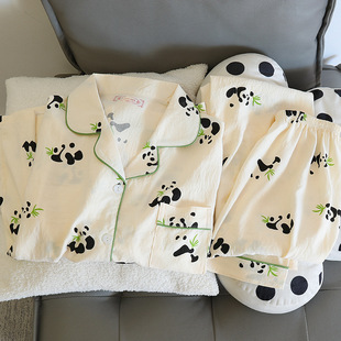 新款 长袖 跨境睡衣女春秋季 云朵棉开衫 长裤 可爱卡通少女家居服套装