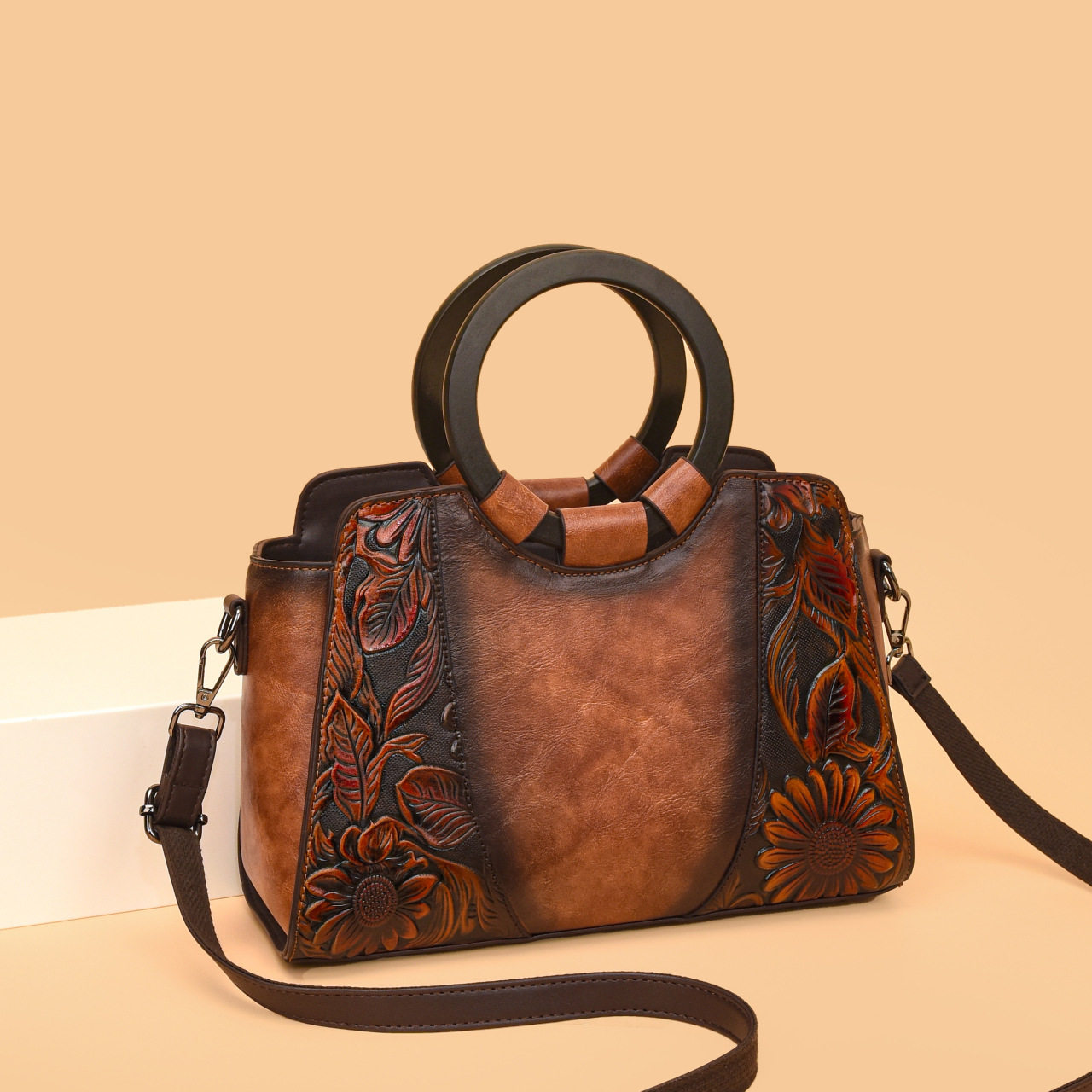 手提包欧美风质感印花百搭休闲单肩包大容量民族风通勤包包女跨境,箱包皮具/热销女包/男包,单肩包,淘宝优惠券,粉丝福利购,淘宝优惠卷