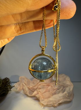 简约网兜项链吊坠水晶原石金属项链