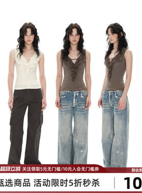 Goosfir 原创设计夏季新款性感辣妹修身背心独特别致双层花边上衣