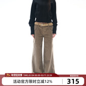 Goosfir 女显瘦宽松百搭拖地直筒裤 原创设计美式 复古灯芯绒休闲裤