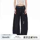 宽松百搭弯刀阔腿长裤 Goosfir 深蓝色直筒牛仔裤 原创设计夏季 新款