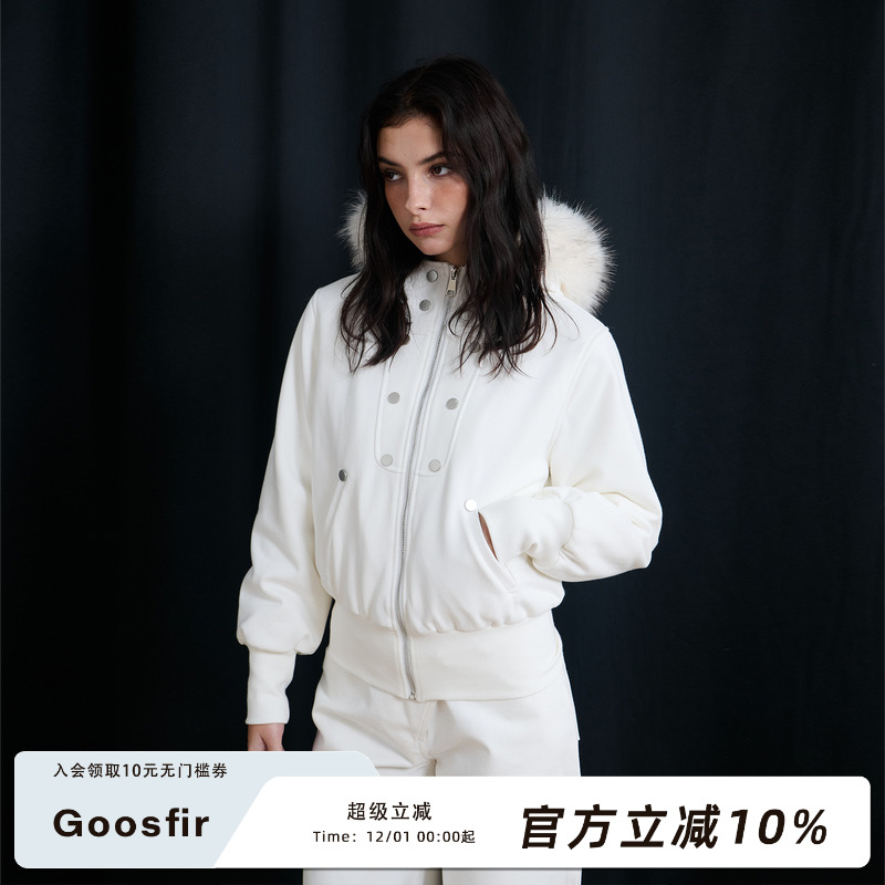 原创goosfir修身毛领卫衣