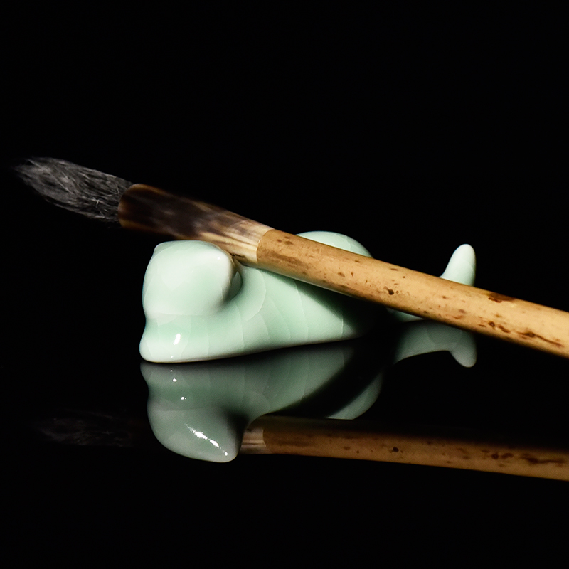 西泠文房汝窑小猫笔搁书画练字