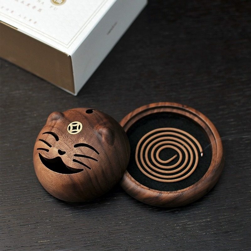 【西泠文房】财猫纳福香具香薰套装香器香插线香礼盒黑胡桃木中式文房茶室桌面摆件商务礼品中秋送礼,文具电教/文化用品/商务用品,文房四宝,淘宝优惠券,粉丝福利购,淘宝优惠卷