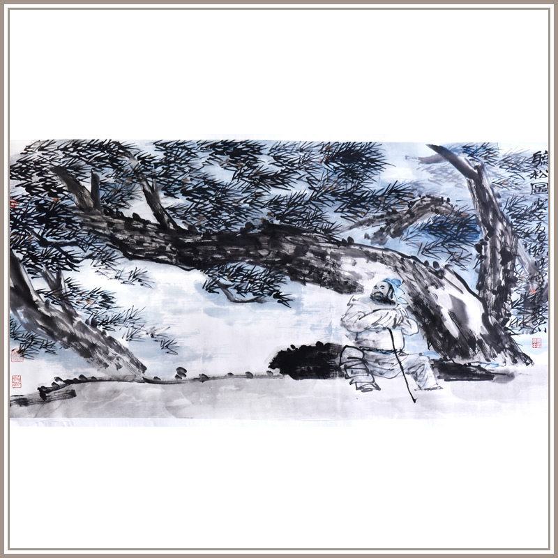 西泠印社社员黄镇中国画《听松图》名家字画真迹书房