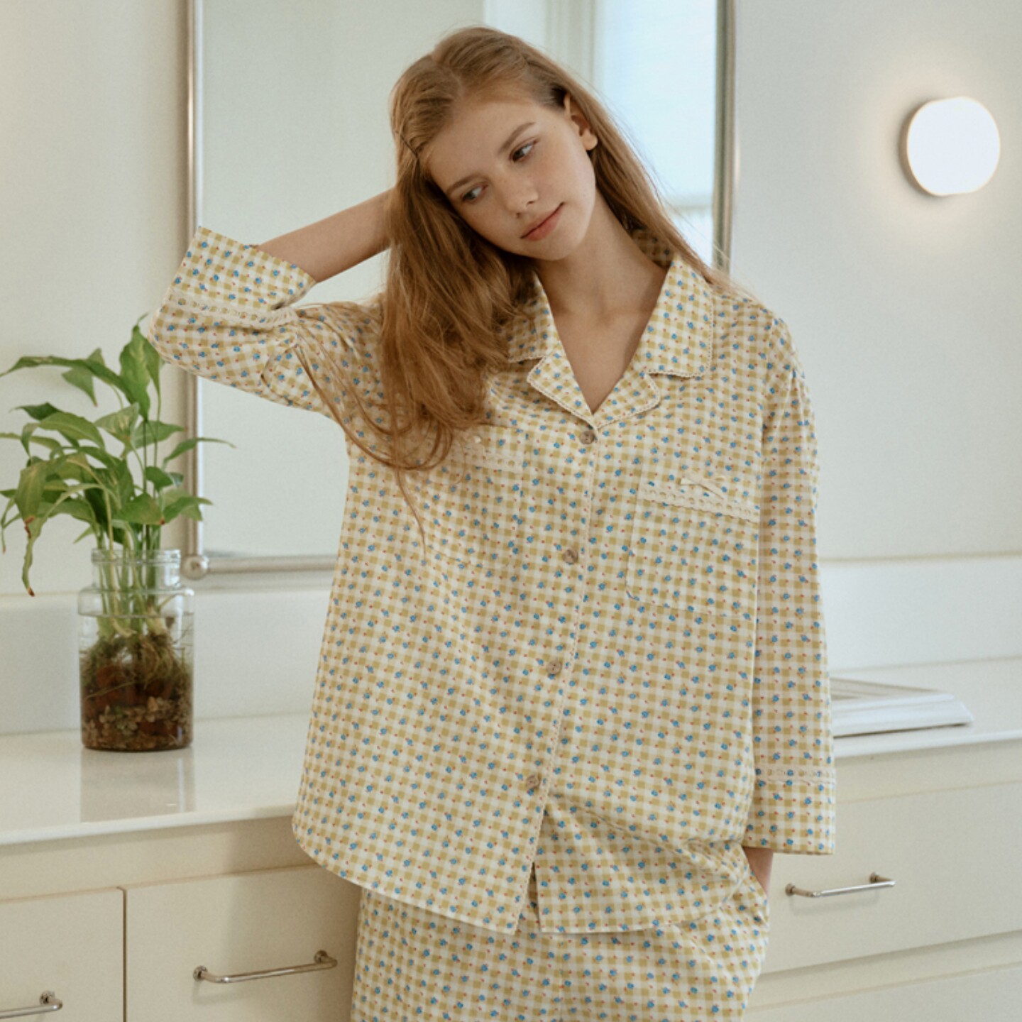 ULLALA韩国进口纯棉碎花家居服女