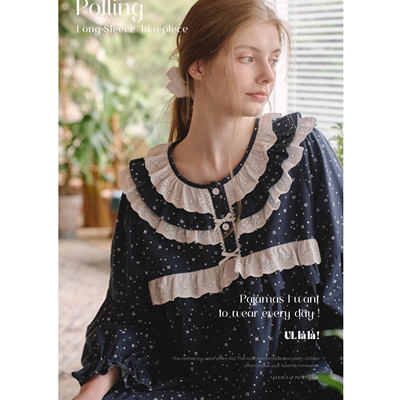 ULLALA韩国磨毛纯棉碎花甜美睡衣