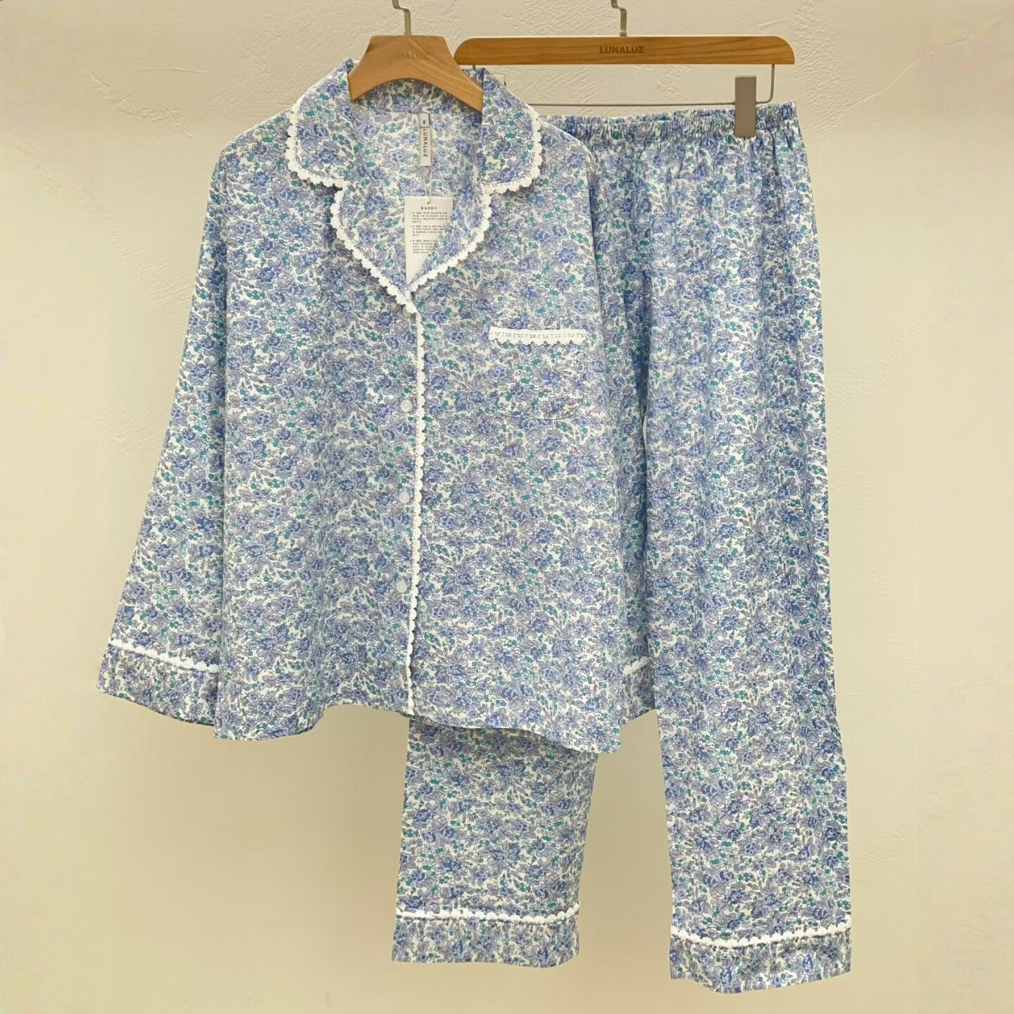 LUNALUZ纯棉碎花情侣家居服女