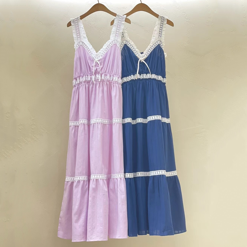 LUNALUZ情侣花边情侣家居服睡裙