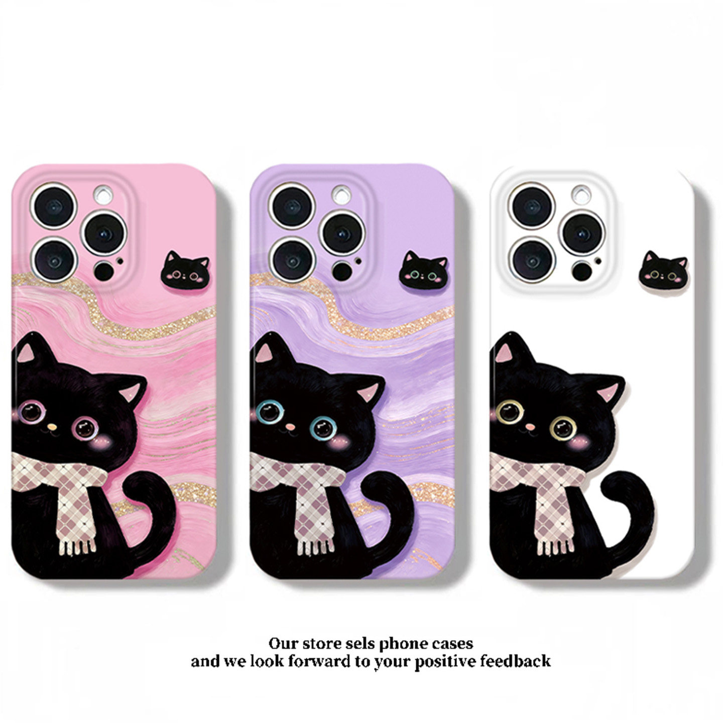 闺蜜小黑猫新款适用苹果18pro手机壳iPhone17promax15小米17华为mate80pura90K90nova