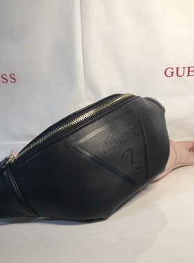 Guess欧美时尚腰包纯色黑色粉色男女通用质感两用休闲运动胸包