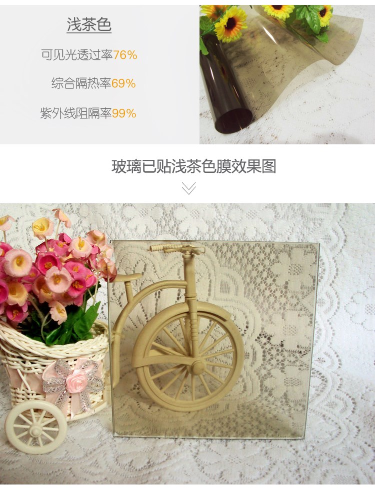 淺茶色窗戶玻璃貼膜雙向透光高透隔熱膜透明門店防紫外線貼紙包郵