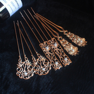 唐风敦煌坦领明制汉服雕花兰花叶古风发簪头饰簪子套装女古装发饰