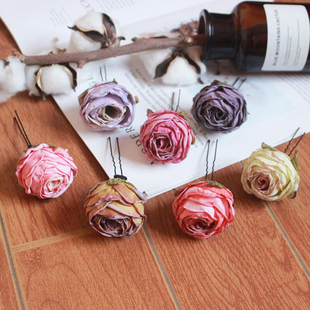 森系原创绢花发饰花朵汉服古风宋制头饰新娘发簪沙滩度假写真发夹