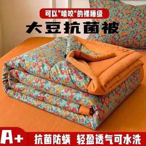 可机水洗夏季双层纱被子大豆抗菌