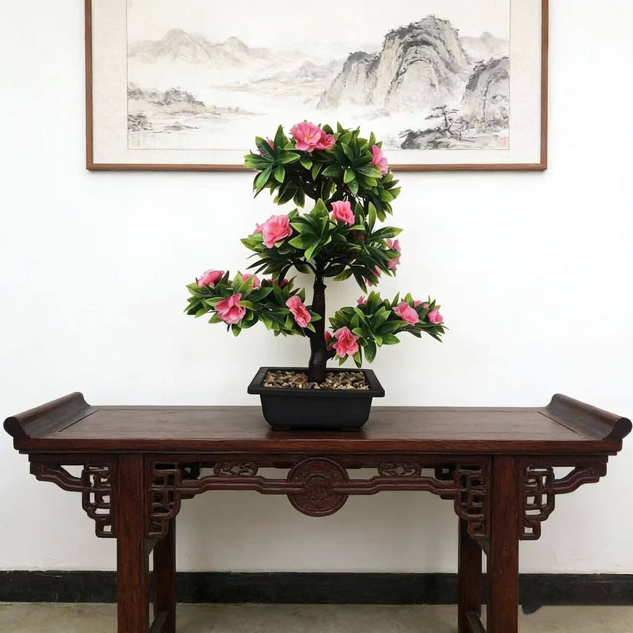 仿真桃花盆景摆件客厅装饰桃花运