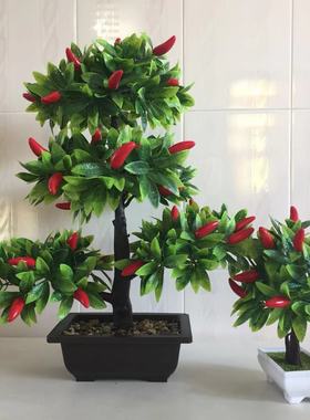 塑料饰品仿真辣椒树假花